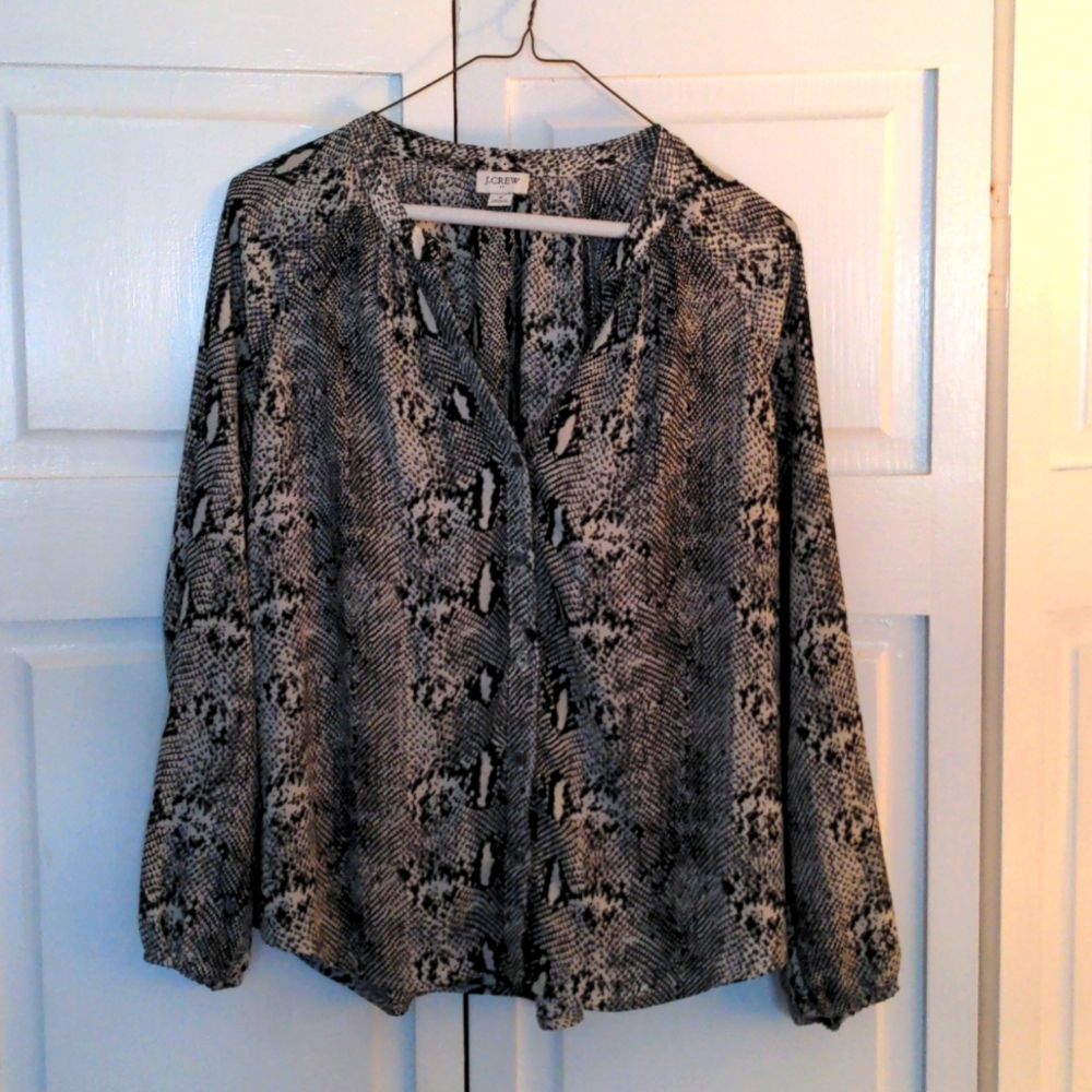 JCrew collarless snake shirt
